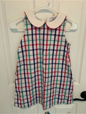Classic Prep Red Blue Green Plaid Peter Pan Collar Dress